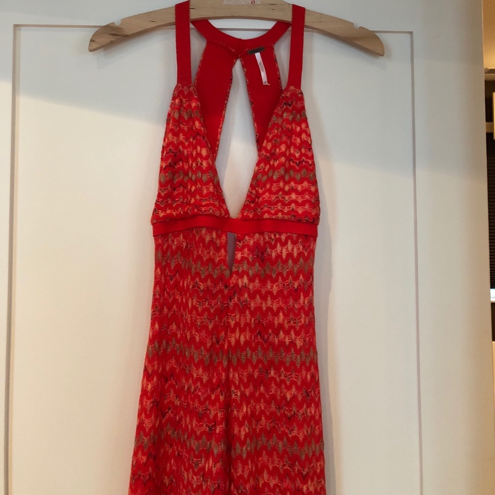 Free People Red and Gold Maxi Dress